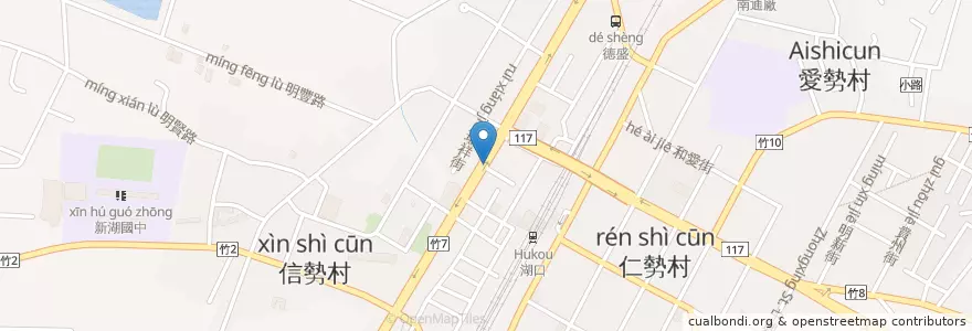 Mapa de ubicacion de 大埔鐵板燒 en 타이완, 타이완성, 신주 현, 후커우 향.
