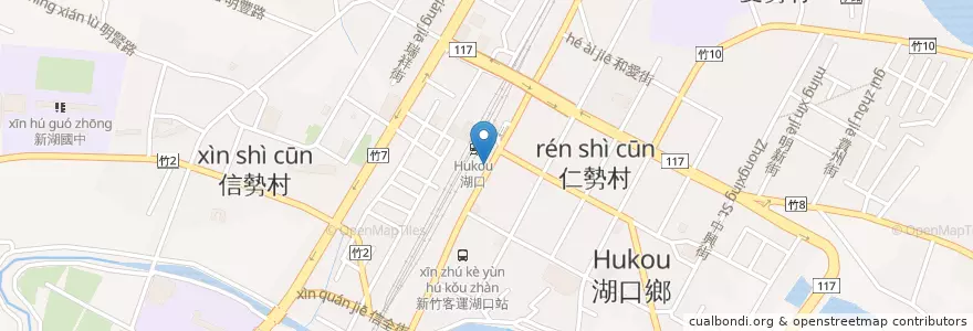 Mapa de ubicacion de 八方雲集鍋貼水餃專賣店 en Taiwan, Taiwan, 新竹縣, 湖口鄉.