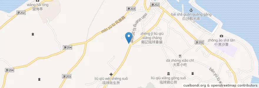 Mapa de ubicacion de 琉球鄉農會 en Tayvan, 臺灣省, 屏東縣, 琉球鄉.