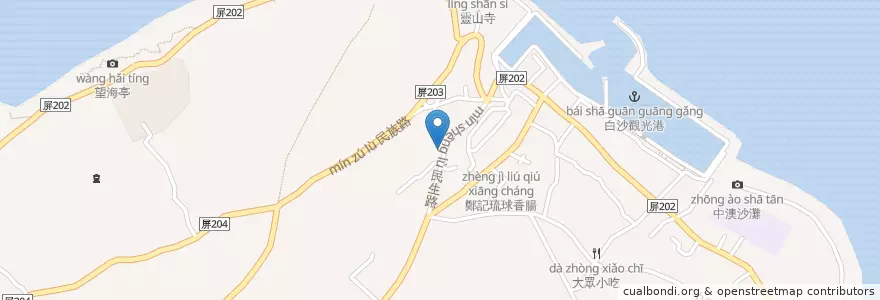 Mapa de ubicacion de 老北方牛肉麵 en 台湾, 台湾省, 屏東県, 琉球鄉.