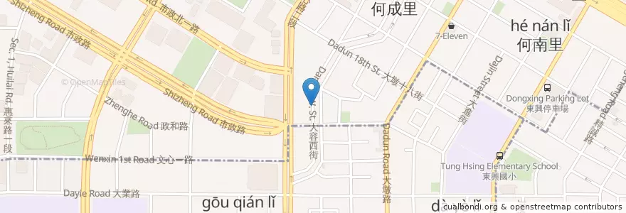 Mapa de ubicacion de 五福園 en Taiwan, Taichung, 南屯區.