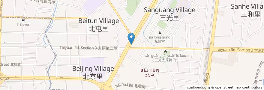Mapa de ubicacion de 拿坡里披薩 en Taïwan, Taichung, 北屯區.