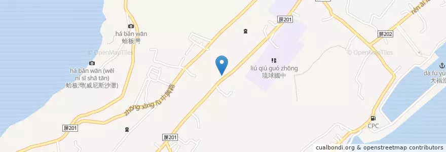 Mapa de ubicacion de 姚池宮 en Тайвань, Тайвань, Пиндун, 琉球鄉.