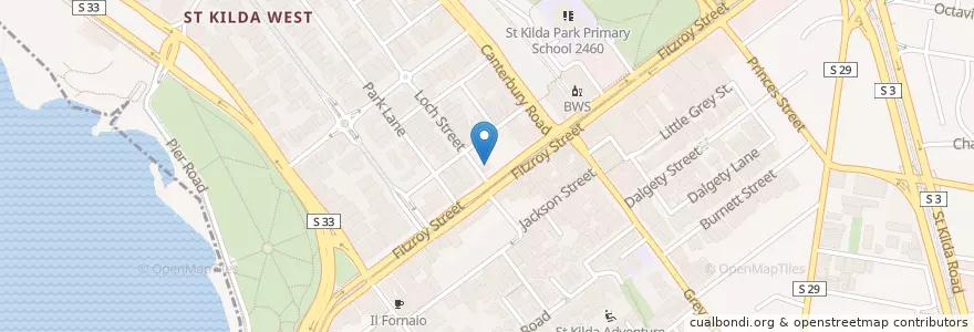 Mapa de ubicacion de Mirka Continental Bistro en Australië, Victoria, City Of Port Phillip.