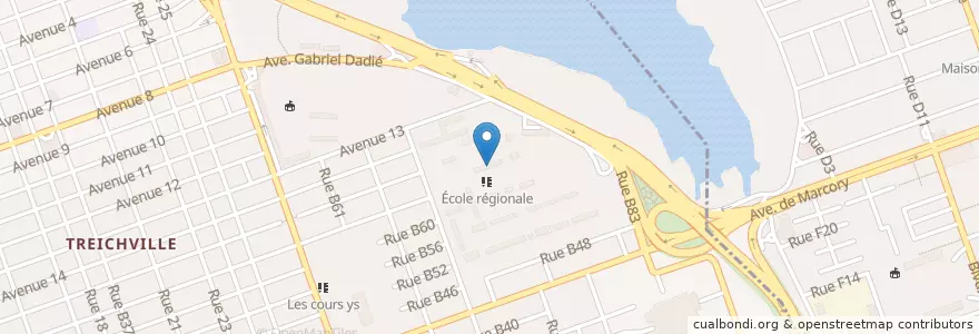 Mapa de ubicacion de Epp Konan Kanga Berthe en ساحل عاج, آبیجان, Treichville.