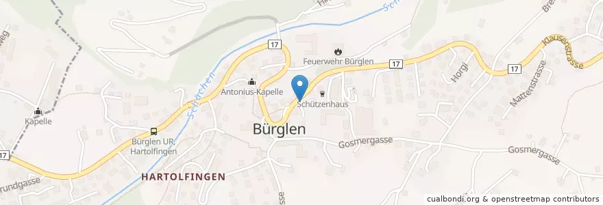 Mapa de ubicacion de bike-energy Ladestation en سوئیس, Uri, Bürglen (Ur).