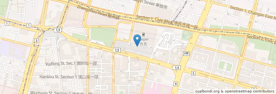 Mapa de ubicacion de 八方雲集 en Taiwan, 新北市, Taipé, 中正區.