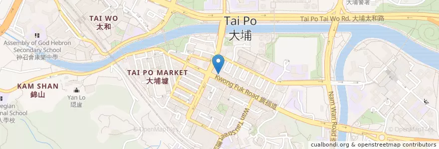 Mapa de ubicacion de 俊善堂 en China, Hong Kong, Cantão, Novos Territórios, 大埔區 Tai Po District.