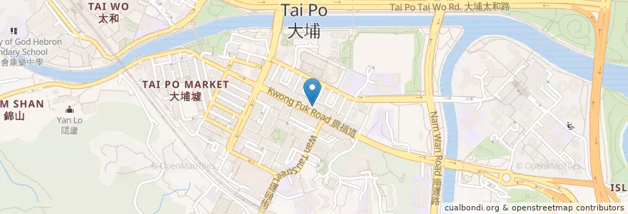 Mapa de ubicacion de 紅橋餐廳 en China, Hong Kong, Provincia De Cantón, Nuevos Territorios, 大埔區 Tai Po District.