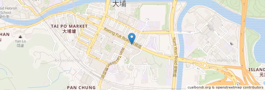 Mapa de ubicacion de 興運美食 en Китай, Гонконг, Гуандун, Новые Территории, 大埔區 Tai Po District.