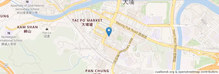 Mapa de ubicacion de 華橋永亨銀行 en China, Hong Kong, Guangdong, New Territories, Tai Po District.