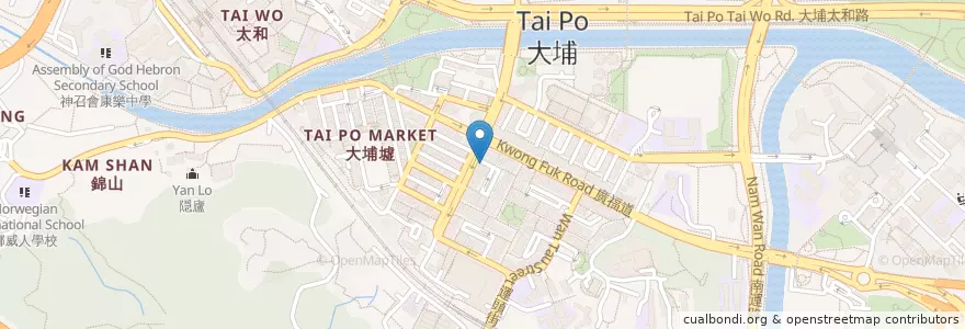 Mapa de ubicacion de 永定堂 en Китай, Гонконг, Гуандун, Новые Территории, 大埔區 Tai Po District.