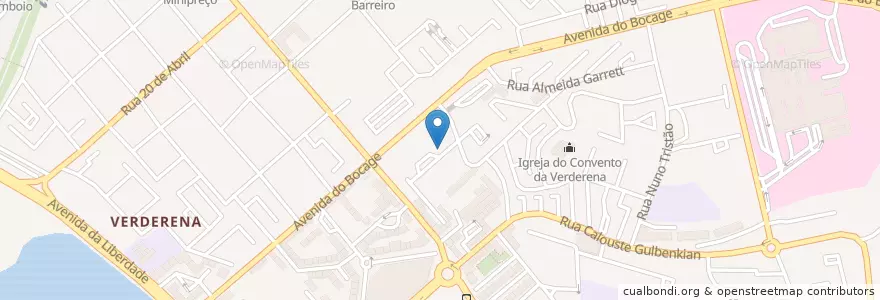 Mapa de ubicacion de Domino's Pizza en Portugal, Área Metropolitana De Lisboa, Setúbal, Setúbal Peninsula, Barreiro, Alto Do Seixalinho, Santo André E Verderena.