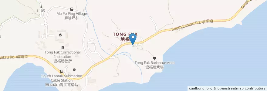 Mapa de ubicacion de 塘福近塘福村 Tong Fuk near Tong Fuk Village B/T en الصين, هونغ كونغ, غوانغدونغ, الأقاليم الجديدة, 離島區 Islands District.