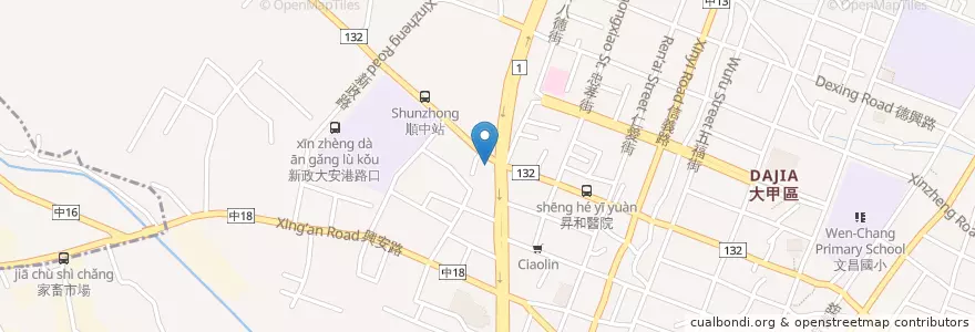 Mapa de ubicacion de Gogoro 電池交換站 en Taiwan, Taichung, Distretto Di Dajia.