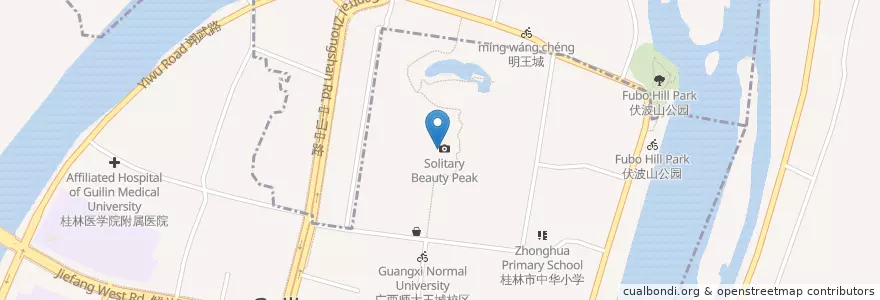 Mapa de ubicacion de 广西师范大学 en China, Guangxi, 桂林市.