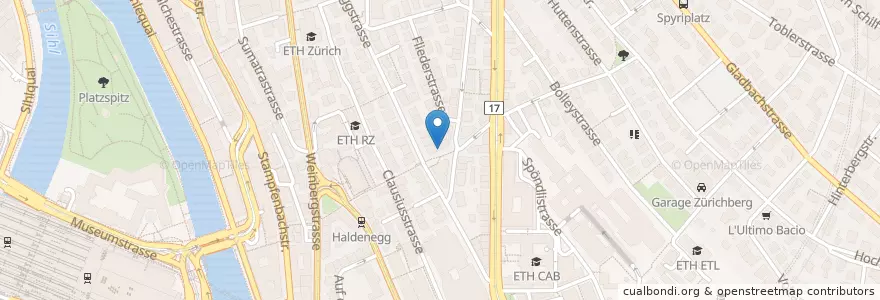 Mapa de ubicacion de Restaurant Haldenbach en Schweiz/Suisse/Svizzera/Svizra, Zürich, Bezirk Zürich, Zürich.