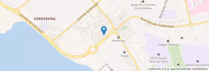 Mapa de ubicacion de Well's Saúde en ポルトガル, Área Metropolitana De Lisboa, Setúbal, Península De Setúbal, Barreiro, Alto Do Seixalinho, Santo André E Verderena.