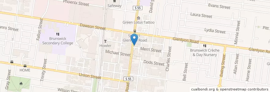 Mapa de ubicacion de Eat Street en Australia, Victoria, City Of Moreland.