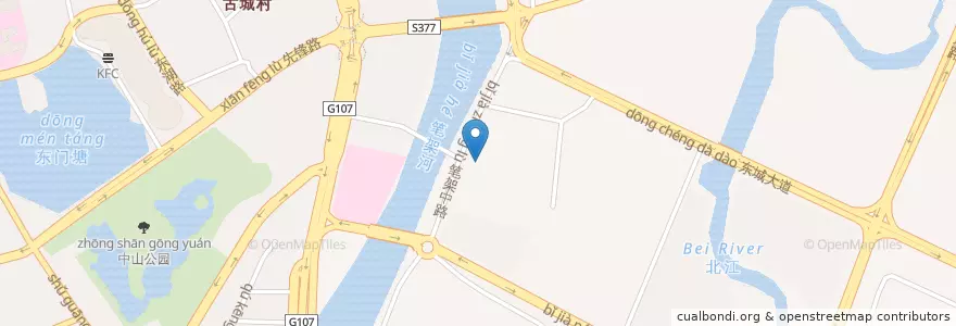 Mapa de ubicacion de 筒味坊价目表 en 中国, 广东省, 清远市 (Qingyuan), 清城区 (Qingcheng), 东城街办.