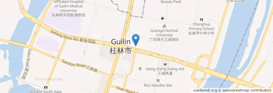 Mapa de ubicacion de 中国工商银行 en China, Guangxi, 桂林市, 秀峰区.