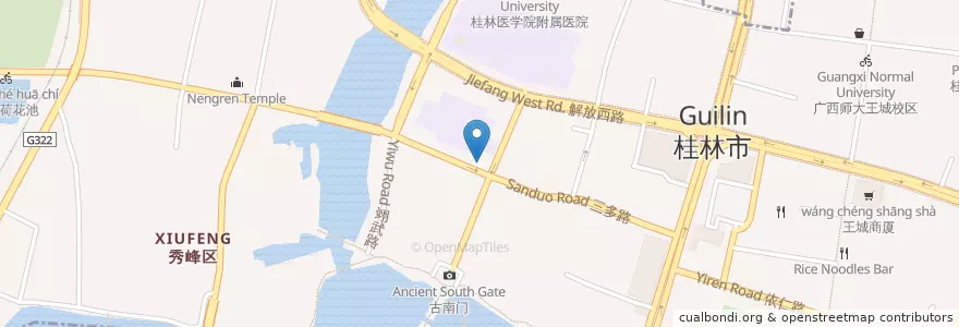 Mapa de ubicacion de 中国农业银行 en 中国, 广西壮族自治区, 桂林市, 秀峰区.