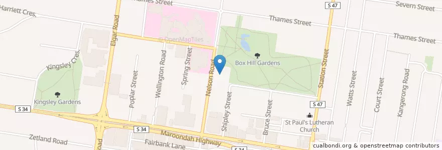 Mapa de ubicacion de Box Hill RSL en Austrália, Victoria, City Of Whitehorse.
