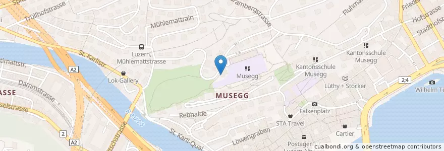 Mapa de ubicacion de Hinter Musegg – Kulturhof en Svizzera, Lucerna, Luzern.