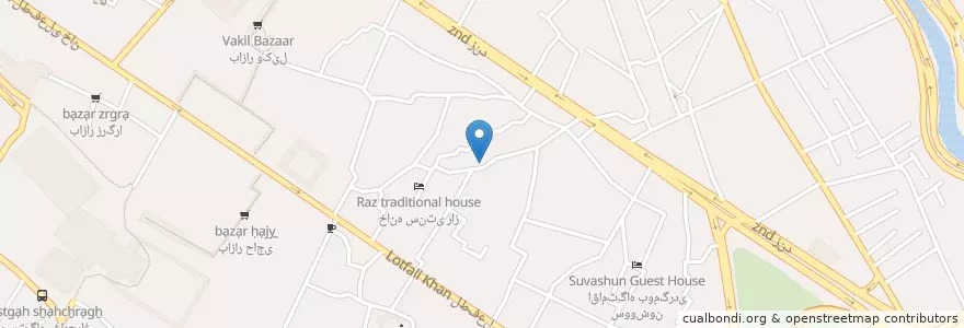 Mapa de ubicacion de House of elephant en Irão, استان فارس, شهرستان شیراز, بخش مرکزی, شیراز.