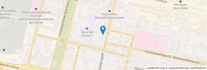 Mapa de ubicacion de Центральная городская детская библиотека имени В.Б. Бакалдина en Rusia, Южный Федеральный Округ, Краснодарский Край, Городской Округ Краснодар.