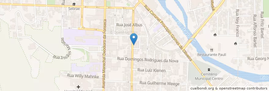 Mapa de ubicacion de Domino's Pizza en 브라질, 남부지방, 산타카타리나, Região Geográfica Intermediária De Joinville, Microrregião De Joinville, Jaraguá Do Sul.