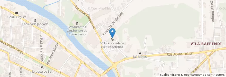 Mapa de ubicacion de Teatro SCAR en 巴西, 南部, 圣卡塔琳娜, Região Geográfica Intermediária De Joinville, Microrregião De Joinville, Jaraguá Do Sul.