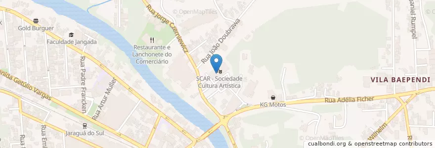 Mapa de ubicacion de SCAR en 巴西, 南部, 圣卡塔琳娜, Região Geográfica Intermediária De Joinville, Microrregião De Joinville, Jaraguá Do Sul.