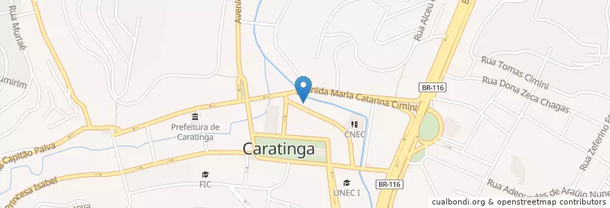 Mapa de ubicacion de Cine Itaúna en البَرَازِيل, المنطقة الجنوبية الشرقية, ميناس جيرايس, Microrregião Caratinga, Região Geográfica Intermediária De Ipatinga, Caratinga.