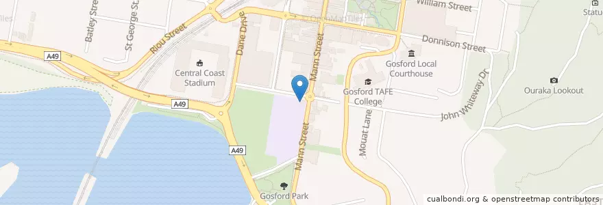 Mapa de ubicacion de Jimmy G's Cafe en Australia, New South Wales, Central Coast Council.