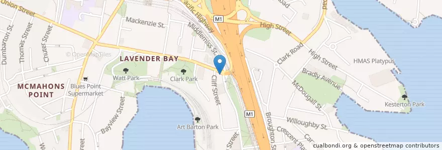 Mapa de ubicacion de ANCHOR Cafe & Restaurant en Australië, Nieuw-Zuid-Wales, North Sydney Council, Sydney.