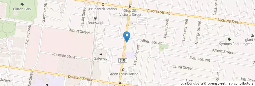 Mapa de ubicacion de Green field en Australie, Victoria, City Of Moreland.