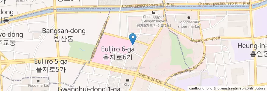 Mapa de ubicacion de 팔색삼겹살 동대문점 en Güney Kore, Seul, 광희동.