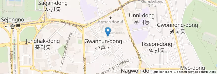 Mapa de ubicacion de 853 en Zuid-Korea, Seoel, 종로구, 종로1·2·3·4가동.