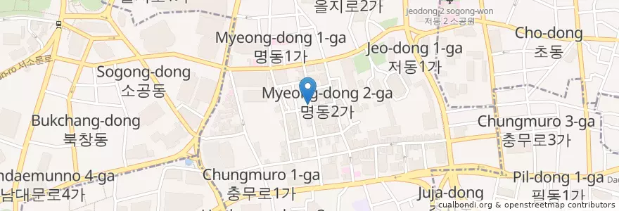 Mapa de ubicacion de Myeongdong Cat Cafe en Coreia Do Sul, Seul, 명동.