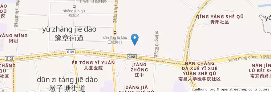 Mapa de ubicacion de 城北学校 en China, Jiangxi, 南昌市, 东湖区, 豫章街道.