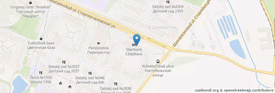 Mapa de ubicacion de Сбербанк en ロシア, 中央連邦管区, モスクワ, Юго-Западный Административный Округ, Район Северное Бутово.