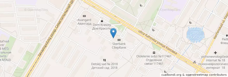 Mapa de ubicacion de Сбербанк en Russia, Distretto Federale Centrale, Москва, Юго-Западный Административный Округ, Район Зюзино.