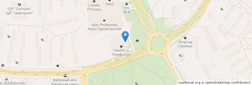 Mapa de ubicacion de Сбербанк en Rusia, Distrito Federal Central, Москва, Южный Административный Округ, Район Царицыно.
