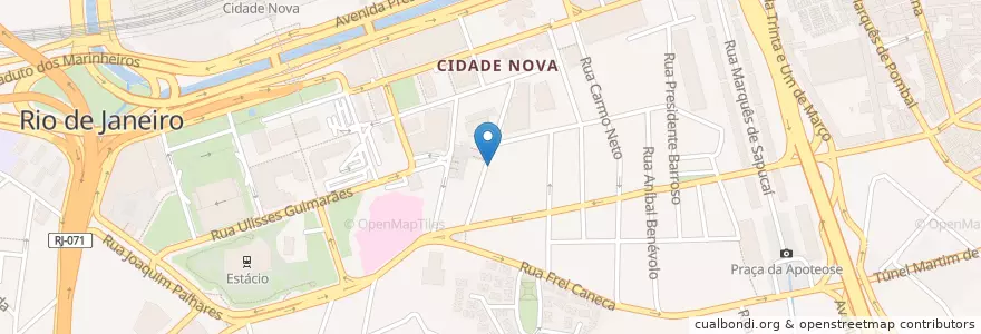 Mapa de ubicacion de Brasserie Cidade Nova en Бразилия, Юго-Восточный Регион, Рио-Де-Жанейро, Região Geográfica Imediata Do Rio De Janeiro, Região Metropolitana Do Rio De Janeiro, Região Geográfica Intermediária Do Rio De Janeiro, Рио-Де-Жанейро.