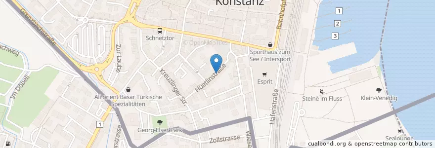 Mapa de ubicacion de Bürgertröpfle en Deutschland, Baden-Württemberg, Bezirk Kreuzlingen, Regierungsbezirk Freiburg, Landkreis Konstanz, Kreuzlingen, Verwaltungsgemeinschaft Konstanz, Konstanz.