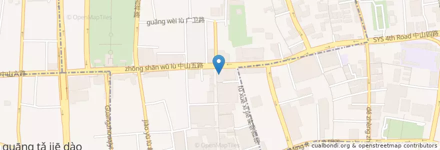 Mapa de ubicacion de 健民医药 en الصين, غوانغدونغ, 广州市, 越秀区, 北京街道.