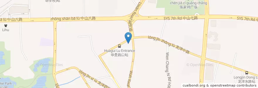 Mapa de ubicacion de 中国银行 en 中国, 広東省, 広州市, 荔湾区, 逢源街道.