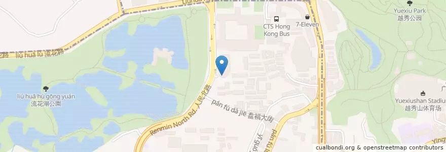 Mapa de ubicacion de 中国银行 en China, Provincia De Cantón, Cantón, 越秀区, 六榕街道.