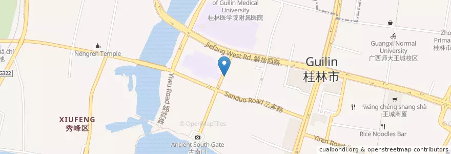Mapa de ubicacion de 榕荫路邮政代办所 en 중국, 광시 좡족 자치구, 桂林市, 秀峰区.